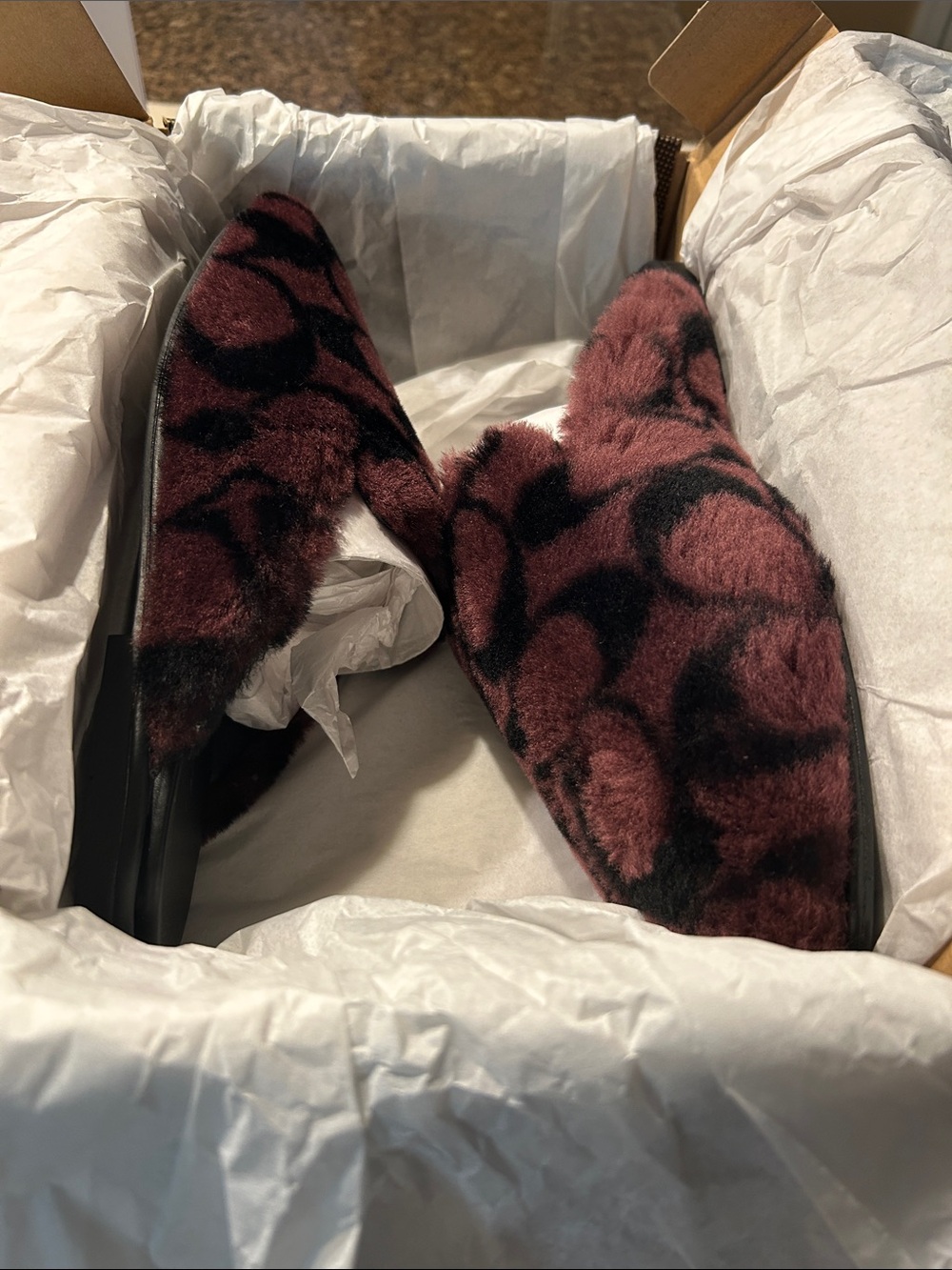 Coach Meriot Plush Slip-On Mules/Slipper In Signature Shearling